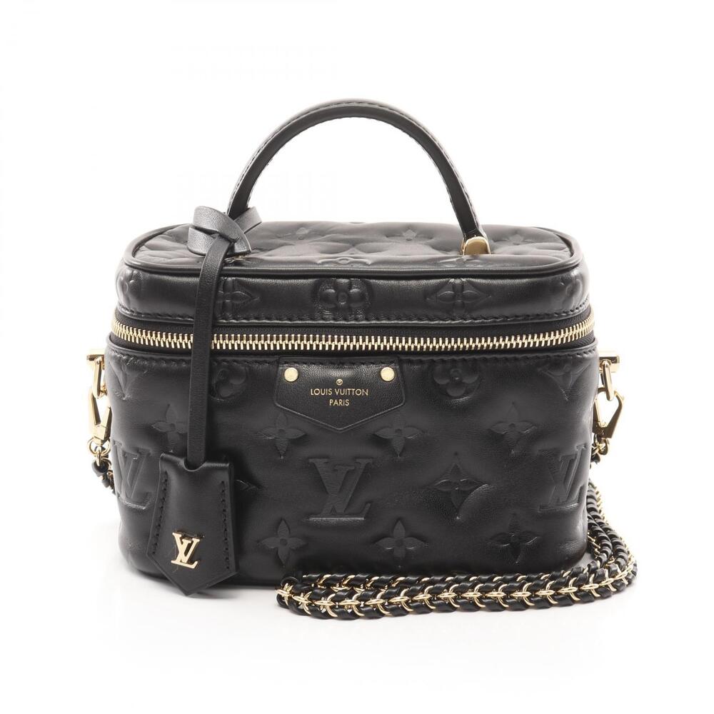 Louis Vuitton Vanity Coussin Top Handle Bag Lambskin Leather Black